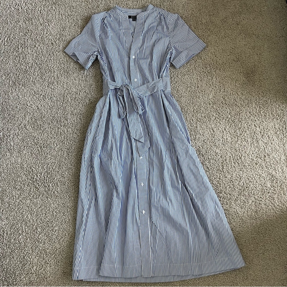 AYR Button Front Tie Waist Striped Maxi Dress